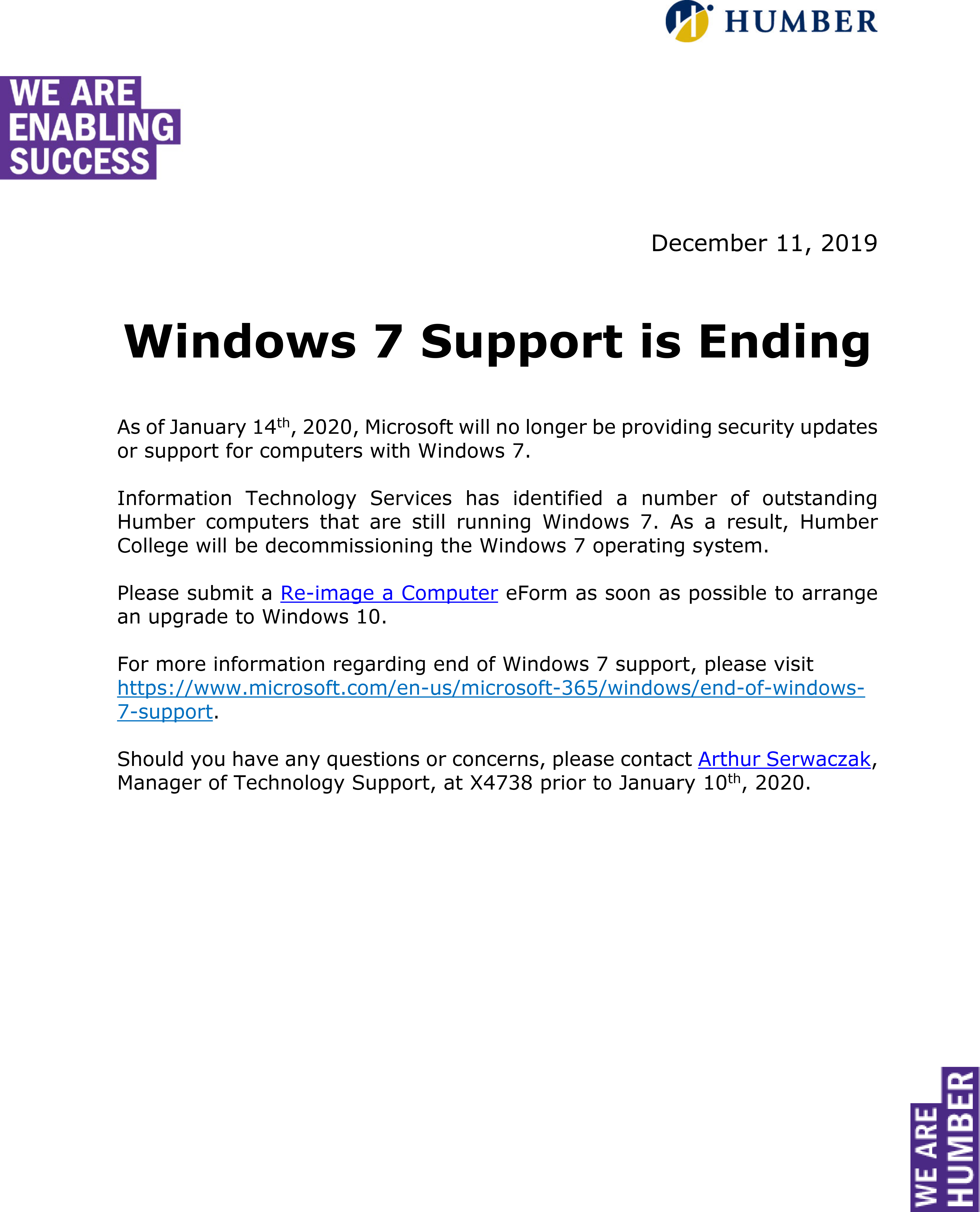 Windows 7 Support is Ending