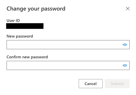 Change your password fields