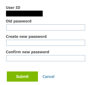 Old and new password fields